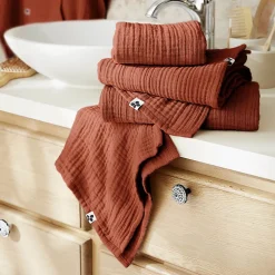 OUREA - Serviette de Bain 90x150cm Gaze de Coton Terracotta