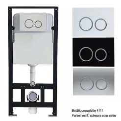 Pack + Bâti-support Toilettes Japonais céramique, WC lavant + télécommande - 38,4x59,3x38cm - PRO+ 1102 - Plaque 4111 blanc mat