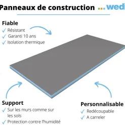 Pack 2 panneaux de construction WEDI 250 x 60 x 5 cm