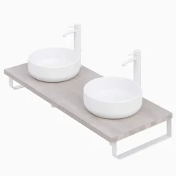 Pack 2 supports porte-serviettes pour plan de toilette T-BATH - blanc mat