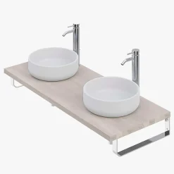 Pack 3 supports porte-serviettes pour plan de toilette T-BATH - chromé brillant