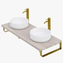 Pack 3 supports porte-serviettes pour plan de toilette T-BATH - or doré mat