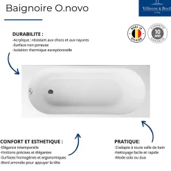 Pack baignoire 160 x 70 VILLEROY ET BOCH O Novo avec pieds et robinet