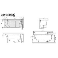 Pack baignoire 160 x 70 VILLEROY ET BOCH O Novo avec pieds et robinet