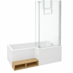 Pack baignoire bain douche 170 x 90 JACOB DELAFON Neo version droite + pare bain chromé + tablier de baignoire en angle