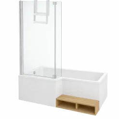 Pack baignoire bain douche 170 x 90 JACOB DELAFON Neo version gauche + pare bain chromé + tablier de baignoire en angle