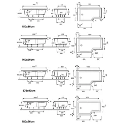 Pack baignoire bain douche 170 x 90 JACOB DELAFON Neo version gauche + pare bain chromé + tablier de baignoire en angle