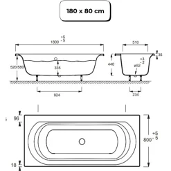 Pack baignoire droite 180 x 80 JACOB DELAFON Elise + tablier en angle + vidage