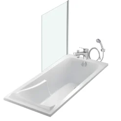 Pack baignoire droite 170 x 70 JACOB DELAFON Corvette + mitigeur bain douche & ensemble de douche + pare bain + bonde