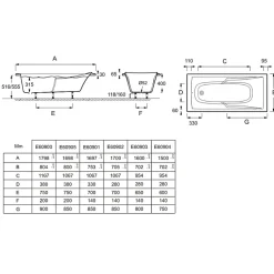 Pack baignoire droite 170 x 70 JACOB DELAFON Corvette + mitigeur bain douche & ensemble de douche + pare bain + bonde