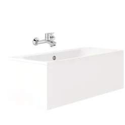 Pack baignoire droite 170 x 75 JACOB DELAFON Elise + mitigeur bain douche chromé + vidage