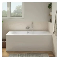 Pack baignoire droite 170 x 75 JACOB DELAFON Elise + mitigeur bain douche chromé + vidage
