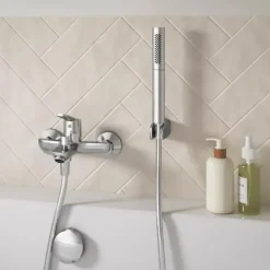 Pack baignoire droite 170 x 75 JACOB DELAFON Elise + mitigeur bain douche chromé + vidage