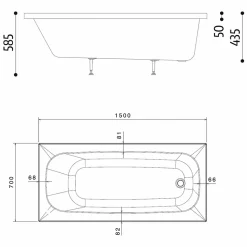 Pack Baignoire POP 150x70 avec tablier façade et retour