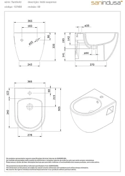 Pack Bidet suspendu céramique+Bâti support SANINDUSA Sanibold 50 blanc (bidet + Bâti support)