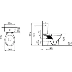 Pack blanc WC NORMUS complet avec réservoir 3/6L sortie horizontale - VITRA - 9780B003-0599