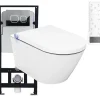 Pack Bâti-support + Toilettes Japonais céramique, WC lavant + télécommande - 38,4x59,3x38cm - PRO+ 1102 - Plaque 4111 satin