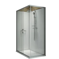 Pack cabine de douche 120 x 90 cm LEDA Karamineral 2 porte coulissante + receveur de douche antidérapant