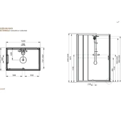Pack cabine de douche 120 x 90 cm LEDA Karamineral 2 porte coulissante + receveur de douche antidérapant