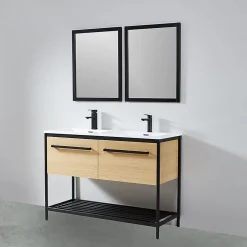 Pack de 2 miroirs rectangulaires NEO 56x70cm avec cadre noir mat