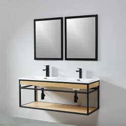 Pack de 2 miroirs rectangulaires NEO 56x70cm avec cadre noir mat