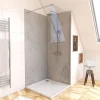 Pack de 2 panneaux muraux de salle de bains, gris effet pierre avec profilés chromés, l.90+90 x H.210 x P.0,3 cm, Galedo Homestone