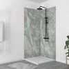 Pack de 2 panneaux muraux de salle de bains, vert effet pierre avec profilés chromés, l.90+90 x H.210 x P.0,3 cm, Galedo Homestone