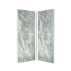 Pack de 2 panneaux muraux de salle de bains, vert effet pierre avec profilés chromés, l.90+90 x H.210 x P.0,3 cm, Galedo Homestone