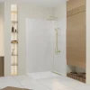 Pack de 2 panneaux muraux de salle de bains, blanc effet pierre avec profilés dorés, l.120+90 x H.210 x P.0,3 cm, Galedo Homestone
