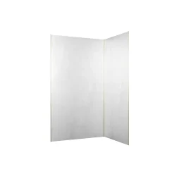 Pack de 2 panneaux muraux de salle de bains, blanc effet pierre avec profilés dorés, l.120+90 x H.210 x P.0,3 cm, Galedo Homestone