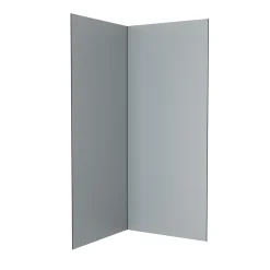 Pack de 2 panneaux muraux de salle de bains, gris avec profilés noirs, l.90+90 x H.210 x P.0,3 cm, Galedo Alucolors