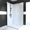 Pack de 2 panneaux muraux de salle de bains, blanc avec profilés noirs, l.120+90 x H.210 x P.0,3 cm, Galedo Alucolors