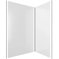 Pack de 2 panneaux muraux de salle de bains, blanc avec profilés noirs, l.120+90 x H.210 x P.0,3 cm, Galedo Alucolors