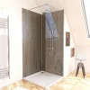 Pack de 2 panneaux muraux de salle de bains, marron effet pierre avec profilés chromés, l.90+90 x H.210 x P.0,3 cm, Galedo Homestone
