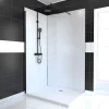 Pack de 2 panneaux muraux de salle de bains, blanc avec profilés chromés, l.120+90 x H.210 x P.0,3 cm, Galedo Alucolors