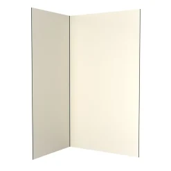 Pack de 2 panneaux muraux de salle de bains, ivoire avec profilés noirs, l.120+90 x H.210 x P.0,3 cm, Galedo Alucolors
