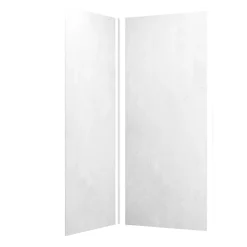 Pack de 2 panneaux muraux de salle de bains, blanc effet pierre avec profilés chromés, l.90+90 x H.210 x P.0,3 cm, Galedo Homestone