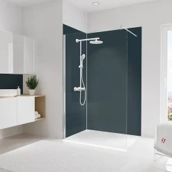 Pack de 2 panneaux muraux de salle de bain l.120+90 x H.210 cm, anthracite, Schulte DecoDesign