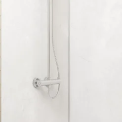 Pack de 2 panneaux muraux de salle de bains, blanc effet pierre avec profilés chromés, l.120+90 x H.210 x P.0,3 cm, Galedo Homestone
