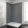 Pack de 2 panneaux muraux de salle de bains, gris foncé avec profilés noirs, l.120+90 x H.210 x P.0,3 cm, Galedo Alucolors