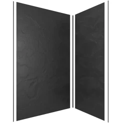 Pack de 2 panneaux muraux de salle de bains, gris foncé effet ardoise avec profilés noirs, l.120+90 x H.210 x P.0,3 cm, Galedo Homestone