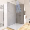 Pack de 2 panneaux muraux de salle de bains, gris effet pierre avec profilés chromés, l.120+90 x H.210 x P.0,3 cm, Galedo Homestone