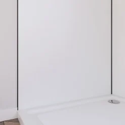 Pack de 2 panneaux muraux de salle de bains, blanc avec profilés noirs, l.90+90 x H.210 x P.0,3 cm, Galedo Alucolors