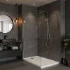 Pack Douche Complet : Paroi Walk-In 120x200 Chrome + Colonne SAT 3 Jets + Receveur Marbre Coulé Blanc 120x90 (SAT120C7PR129W)