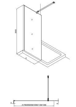 Pack Douche Complet : Paroi Walk-In 120x200 Chrome + Colonne SAT 3 Jets + Receveur Marbre Coulé Blanc 120x80 (SAT120C7PR128W)