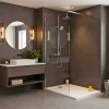 Pack Douche Complet avec Paroi Walk-In 100x200 Chrome + Colonne SAT 3 Jets + Receveur Marbre Coulé Blanc 120x80 (SAT100C7PR128W)