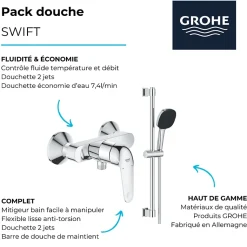 Pack douche mécanique Swift 2023 avec ensemble de douhe Vitalio Comfort 110