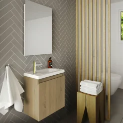 Pack lave mains avec miroir Porto Chêne hamilton - Marque allibert