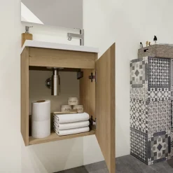 Pack lave mains avec miroir Porto Chêne hamilton - Marque allibert