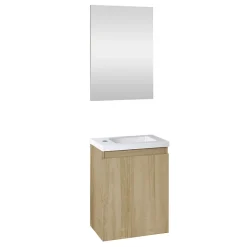Pack lave mains avec miroir Porto Chêne hamilton - Marque allibert